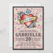 Invitation de Baby shower de tatouage roche et rou (Devant)