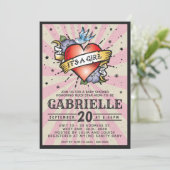 Invitation de Baby shower de tatouage roche et rou (Debout devant)