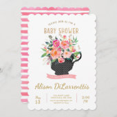 Invitation de baby shower de thé (Devant / Derrière)
