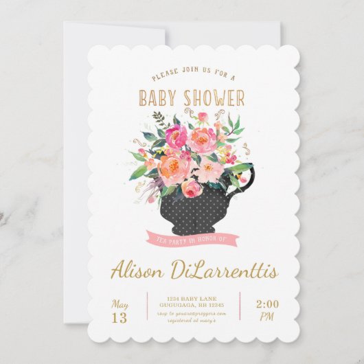 Invitation de baby shower de thé (Devant)