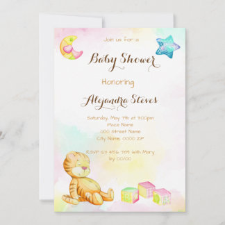Invitation de Baby shower de tigre d'aquarelle dou