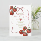 Invitation de Baby shower de tomate tirée à la mai (Debout devant)