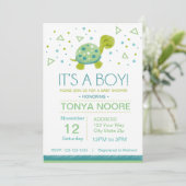 Invitation de baby shower de tortue de triangle (Debout devant)