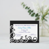 Invitation de Baby shower de tourbillon noir et bl (Debout devant)