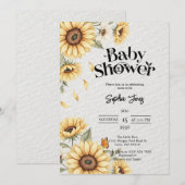 Invitation de Baby shower de tournesol floral rust (Devant / Derrière)
