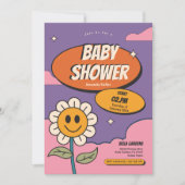 Invitation de Baby shower de tournesol Super rétro (Devant)