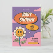 Invitation de Baby shower de tournesol Super rétro (Debout devant)