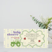 Invitation de baby shower de tracteur/coccinelle (Debout devant)