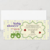 Invitation de baby shower de tracteur/coccinelle (Devant / Derrière)