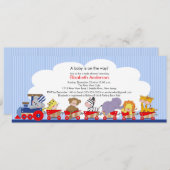 Invitation de baby shower de train d'animaux de (Devant / Derrière)