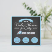 Invitation de Baby shower de train de jouets (Debout devant)