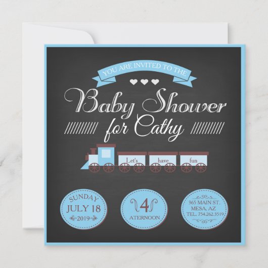 Invitation de Baby shower de train de jouets (Devant)
