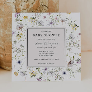 Invitation de Baby shower de trame Fleur sauvage d
