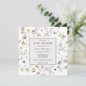 Invitation de Baby shower de trame Fleur sauvage d (Debout devant)