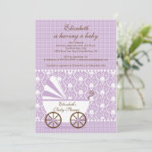 Invitation de Baby shower de transport Lavender Gi (Debout devant)