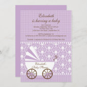 Invitation de Baby shower de transport Lavender Gi (Devant / Derrière)