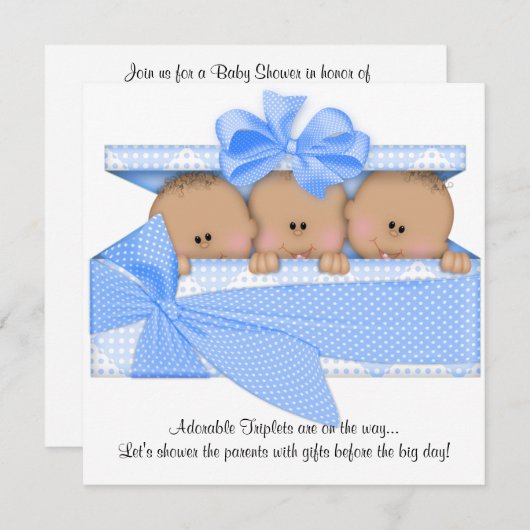 Invitation de baby shower de triplet (Devant / Derrière)