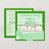INVITATION de BABY SHOWER de TRIPLETS pour le (Devant / Derrière)