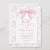 Invitation de Baby shower de tuiles de boule rose  (Devant)
