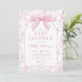 Invitation de Baby shower de tuiles de boule rose  (Debout devant)