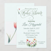 Invitation de Baby shower de Tulipe (Devant / Derrière)