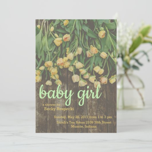 Invitation de Baby shower de Tulipe de printemps (Debout devant)