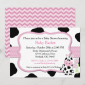 Invitation de baby shower de vache à fille avec la (Devant / Derrière)