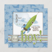 Invitation de baby shower de vaisseau spatial (Devant / Derrière)