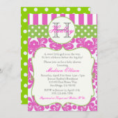 Invitation de baby shower de vert de roses indien (Devant / Derrière)