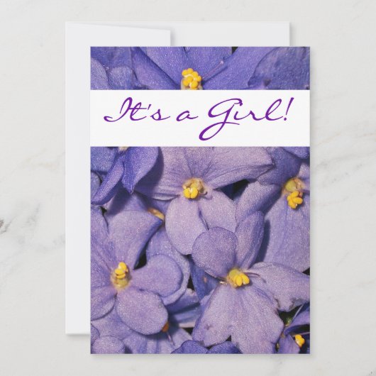 Invitation de baby shower de violettes africaines (Devant)