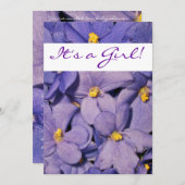 Invitation de baby shower de violettes africaines (Devant / Derrière)