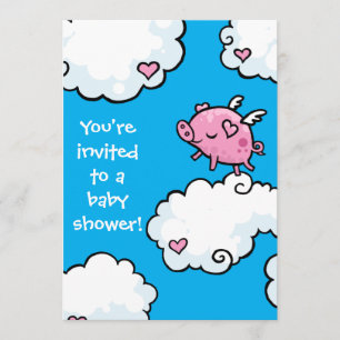 invitation de Baby shower de vol Piggy