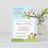 Invitation de baby shower de Woodla de fille (Debout devant)