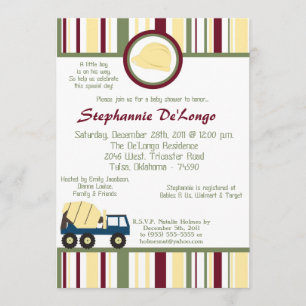 Invitation de baby shower de zone de construction