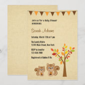 Invitation de Baby shower d'écureuil rustique (Devant / Derrière)