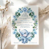 Invitation de Baby shower d'éléphant à l'aquarelle