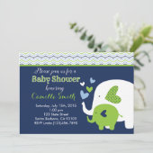 Invitation de baby shower d'éléphant dans la (Debout devant)