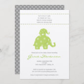 Invitation de baby shower d'éléphant de maman et (Devant / Derrière)