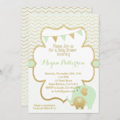 Invitation de baby shower d'éléphant de menthe et (Devant / Derrière)