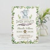 Invitation de baby shower d'éléphant de verdure (Debout devant)