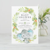 Invitation de Baby shower d'éléphant garçon (Debout devant)