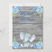 Invitation de Baby shower d'éléphant garçon (Devant)