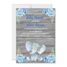 Invitation de Baby shower d'éléphant garçon