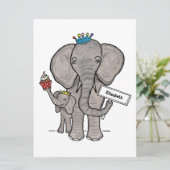 Invitation de Baby shower d'éléphant mignon person (Debout devant)