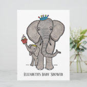 Invitation de Baby shower d'éléphant mignon person (Debout devant)