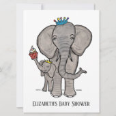 Invitation de Baby shower d'éléphant mignon person (Devant)
