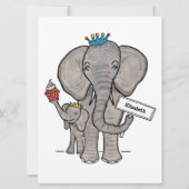 Invitation de Baby shower d'éléphant mignon person (Devant)