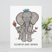 Invitation de Baby shower d'éléphant mignon person (Debout devant)