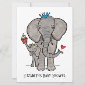 Invitation de Baby shower d'éléphant mignon person (Devant)
