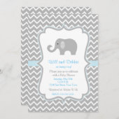 Invitation de baby shower d'éléphant pour des (Devant / Derrière)